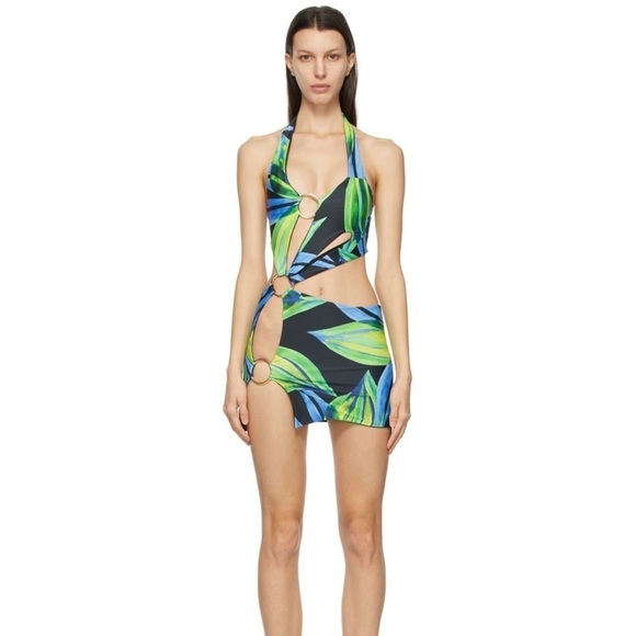 Louisa Ballou Dress Medium Ssence Exclusive Sex Wax Cut Out Floral Rings B17 - Picture 1 of 12